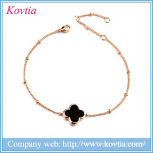 Alibaba Wholesale luxury black gemstone flower pendant bracelet baby girl accessories